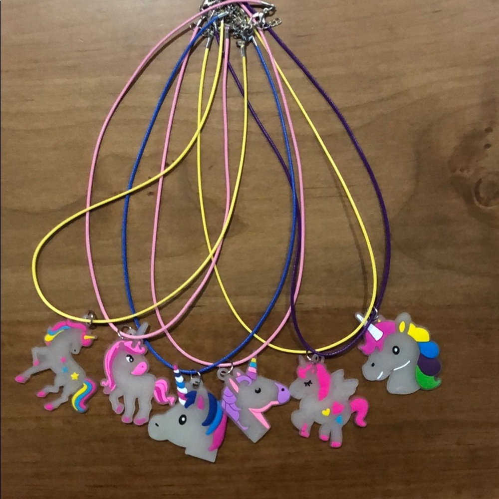 Set of 6 Glow Unicorn necklaces